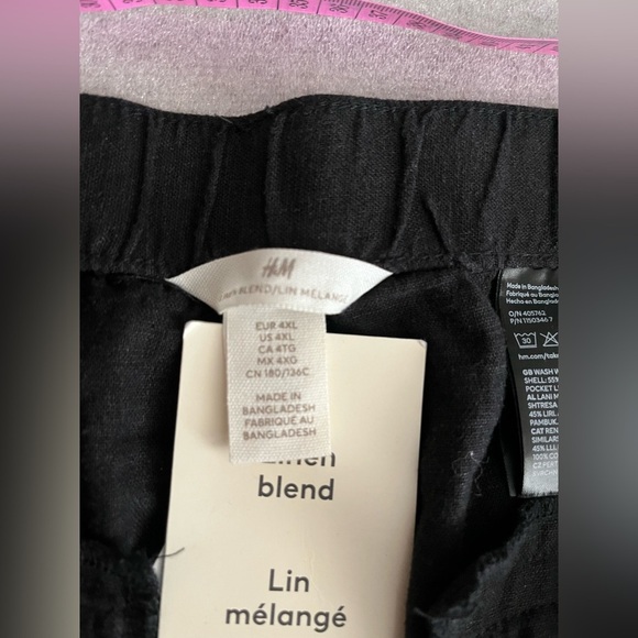 [4XL]H&M Women Black Linen Viscose Blend Zipper Button Front Closure Ankle Pants - Picture 8 of 11